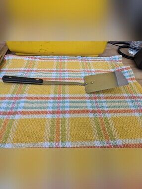 Vintage Flint Stainless Steel Spatula Turner Solid 4.5" Long Blade Black Handle